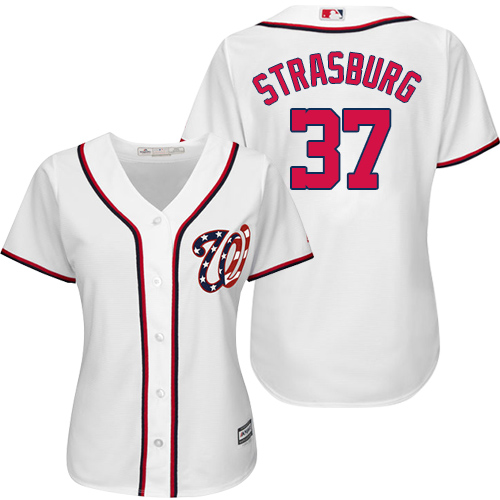 Nationals #37 Stephen Strasburg White Women's Fashion Stitched MLB Jersey